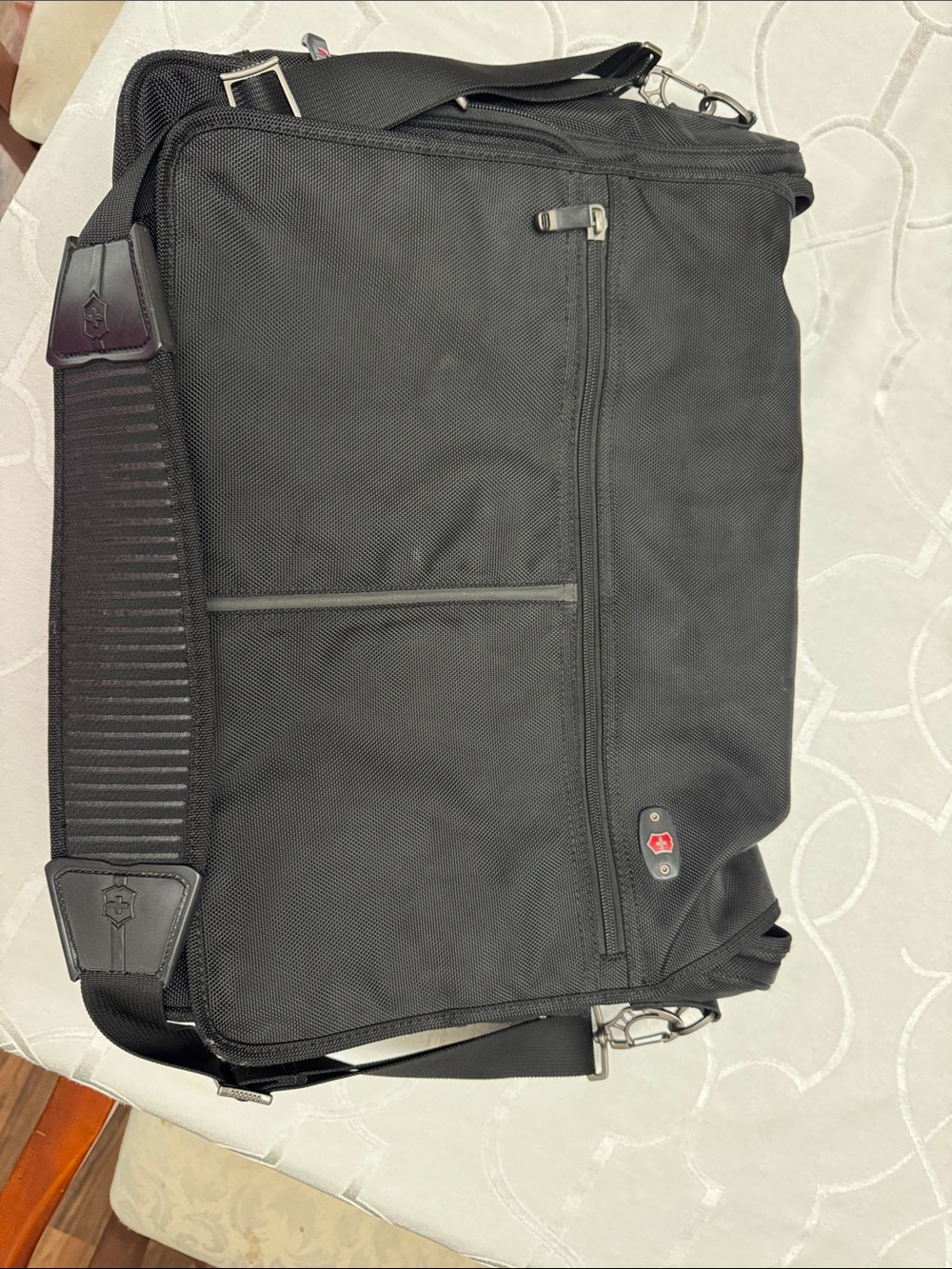 Black Laptop Messenger Bag with Padded Strap - Professional Travel Briefcase